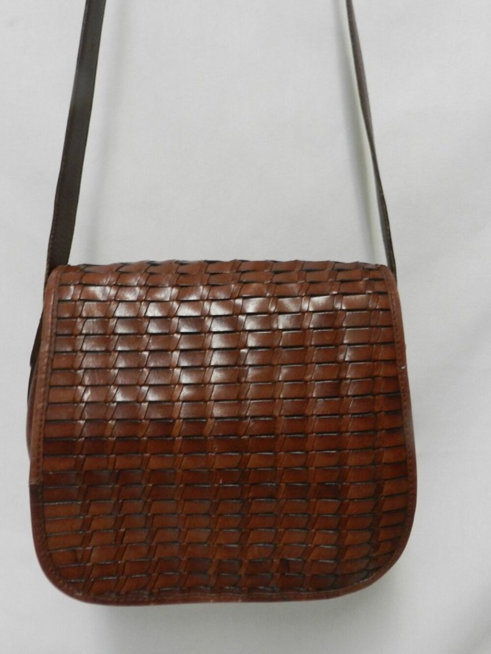 Fossil Vintage Woven Leather shoulder bag purse basket weave brown adjustable - Picture 5 of 15
